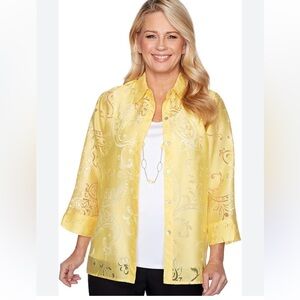 Alfred Dunner Soft Yellow Patterned Top